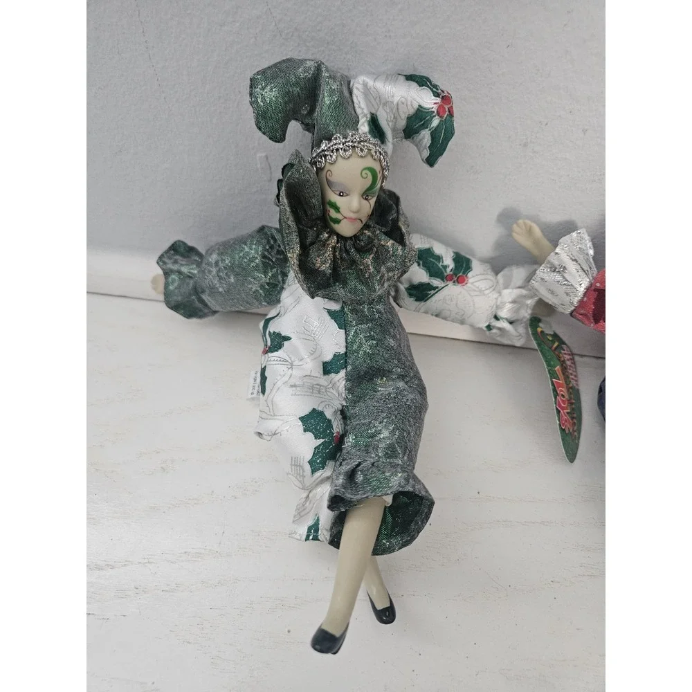 Sugar Loaf Classiques Harlequin Jester‎ Christmas Dolls - Set Of 2